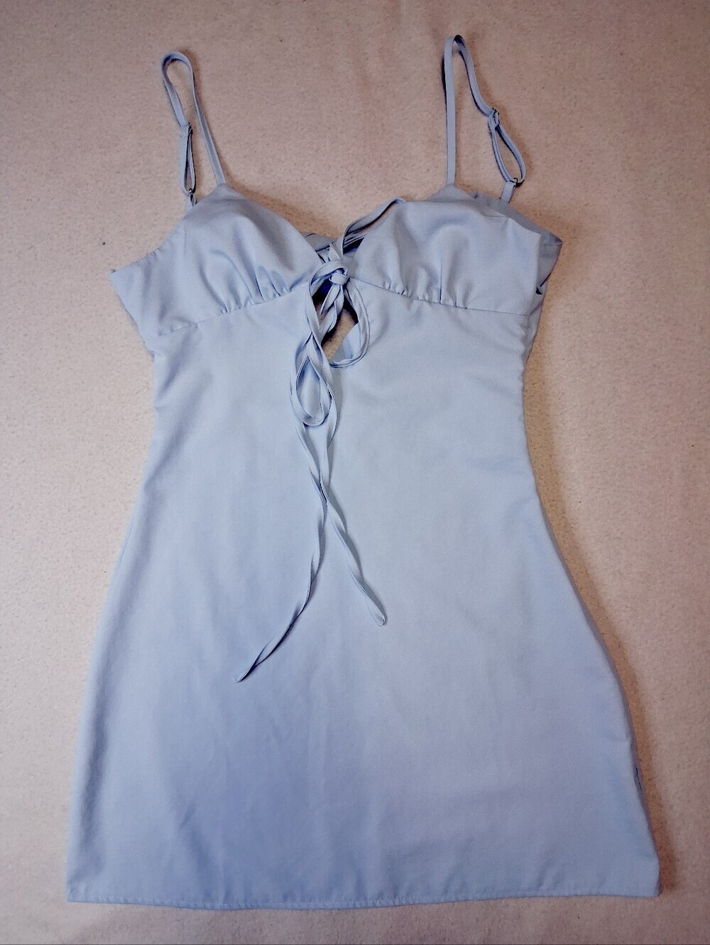 Light Blue Lace-Up Slip Dress - Picture 1 of 6